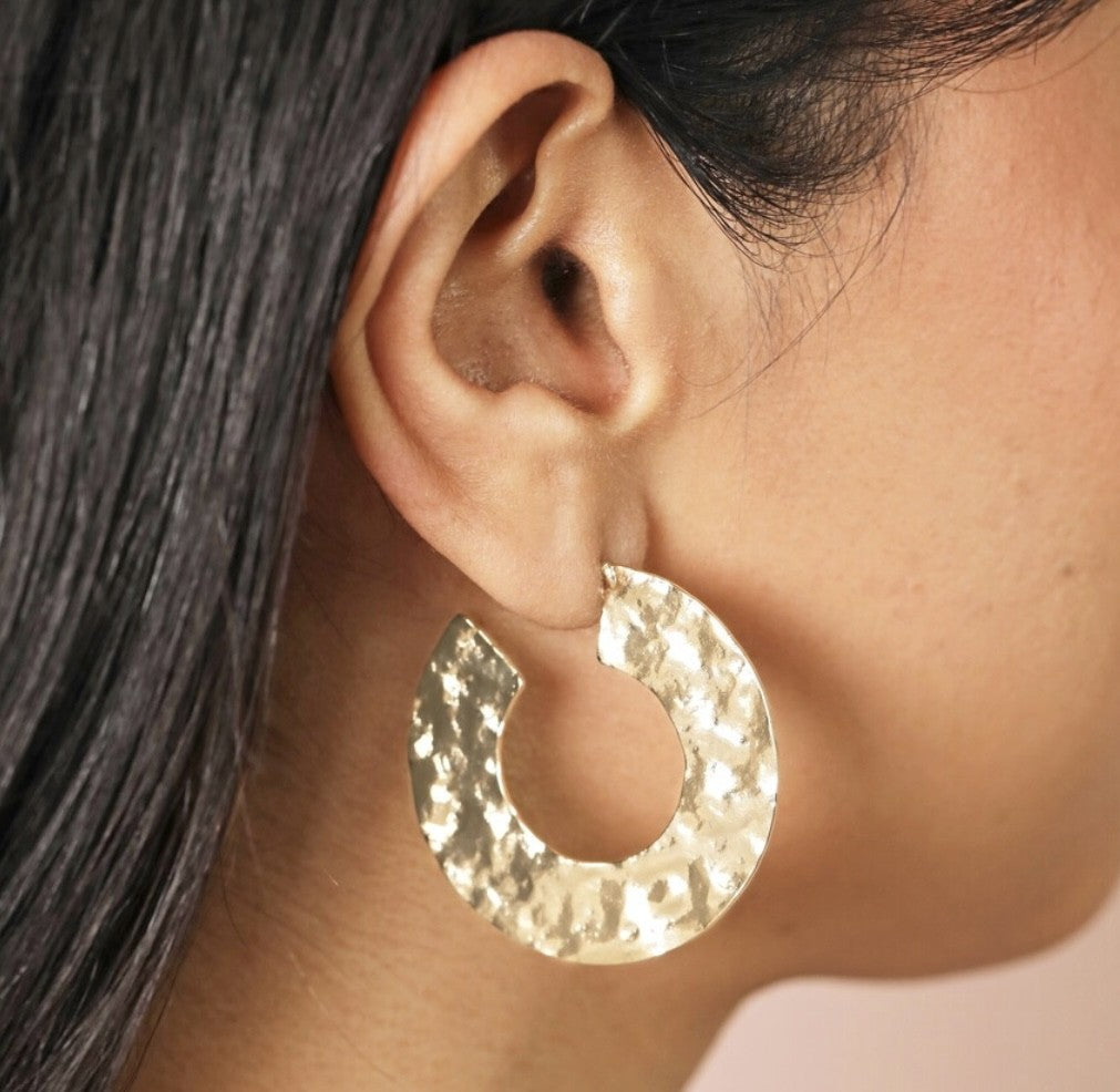 Lisa Angel Oversized Gold Hammered Earrings