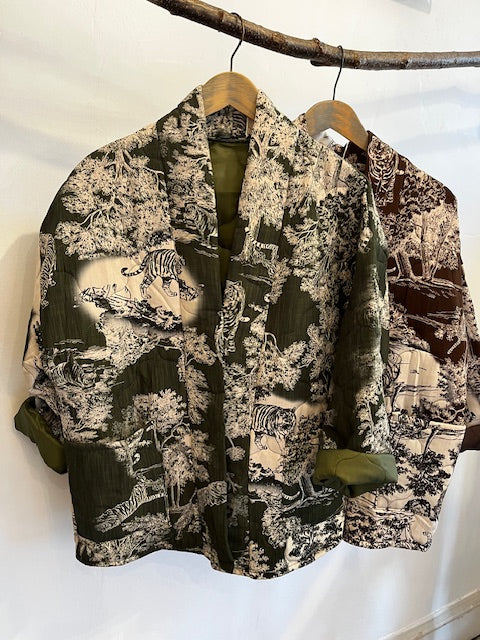 Safari Print Quilted Kimono Jacket