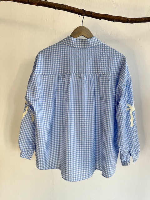 Gingham bow shirt