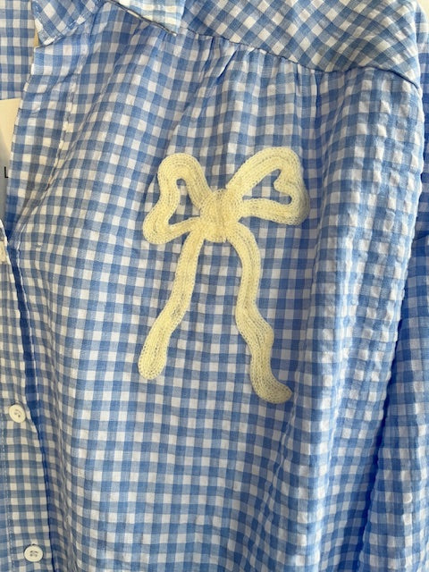 Gingham bow shirt