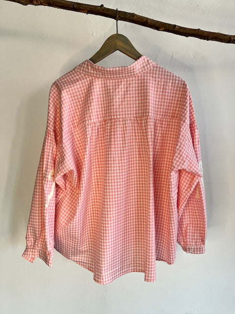 Gingham bow shirt