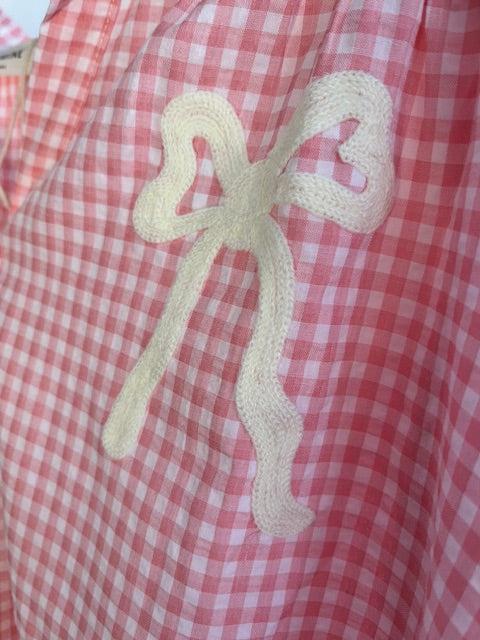 Gingham bow shirt