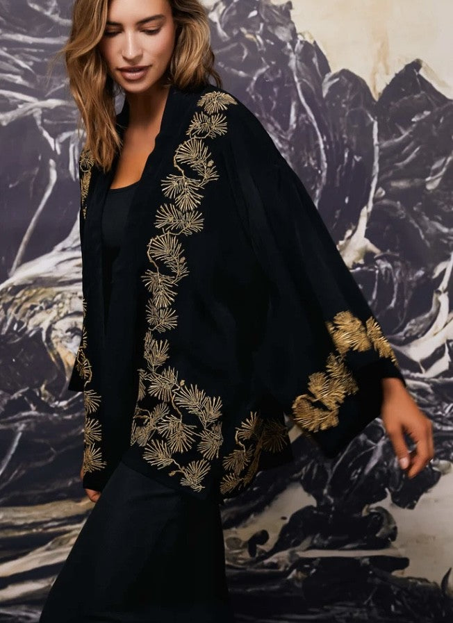 Gold Embroidered Kimono Jacket