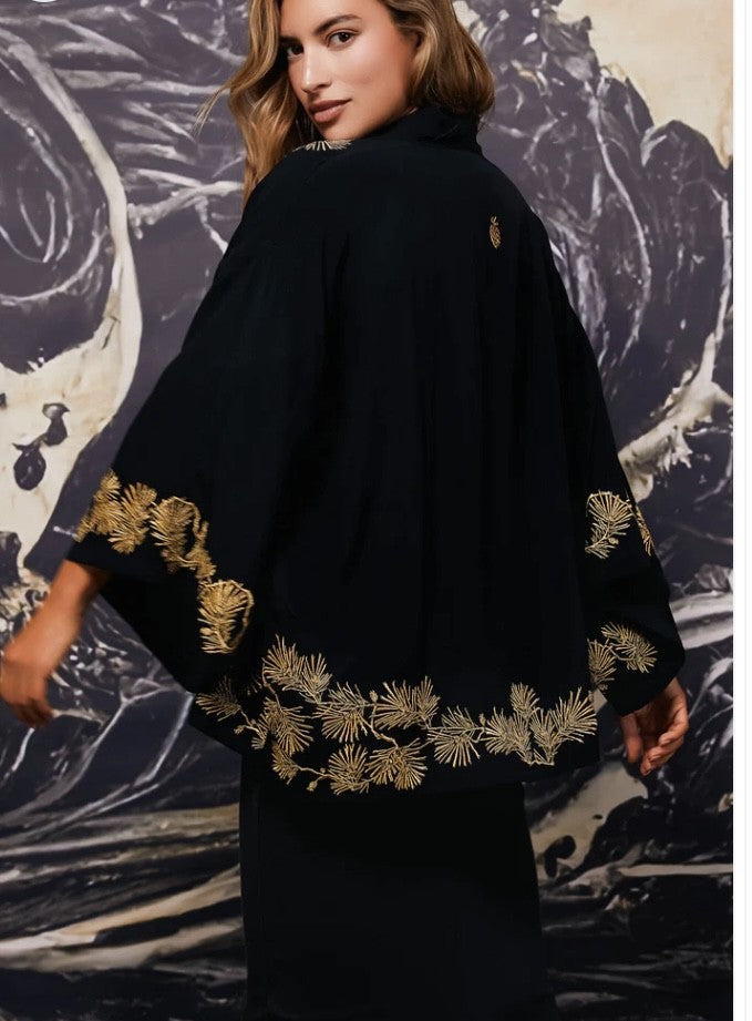 Gold Embroidered Kimono Jacket