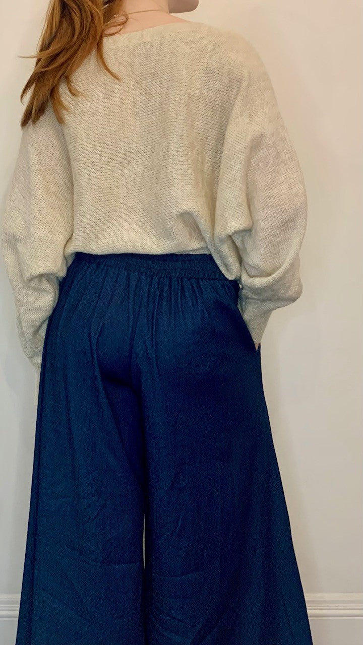 Denim Wide Leg Trousers