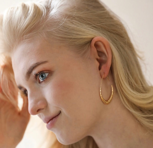 Lisa Angel Hammered Teardrop Hoop Earrings in Gold