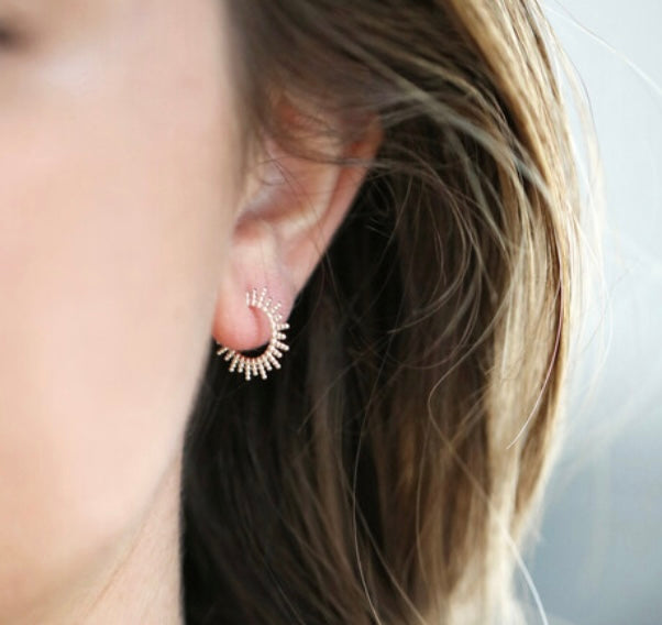 Lisa Angel Sterling Silver Sunbeam Hoop Earrings