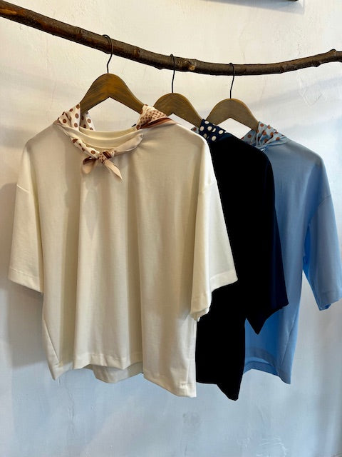 Tie neck jersey tee
