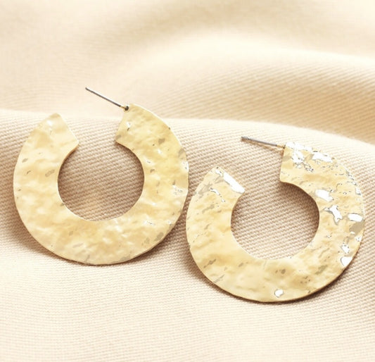 Lisa Angel Oversized Gold Hammered Earrings