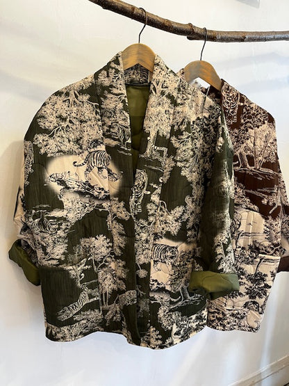 Safari Print Quilted Kimono Jacket