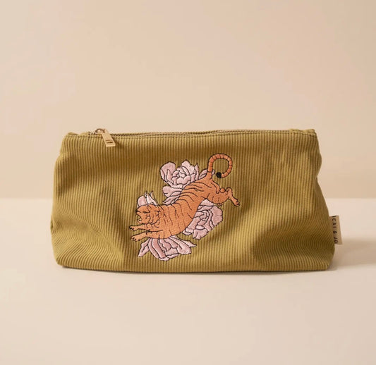 Tiger corduroy pouch