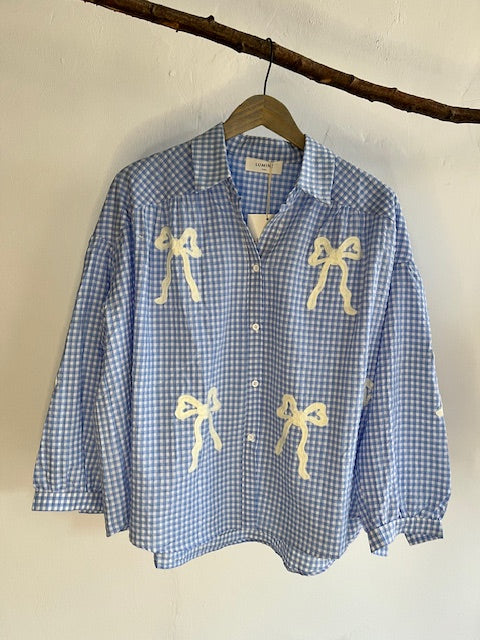 Gingham bow shirt
