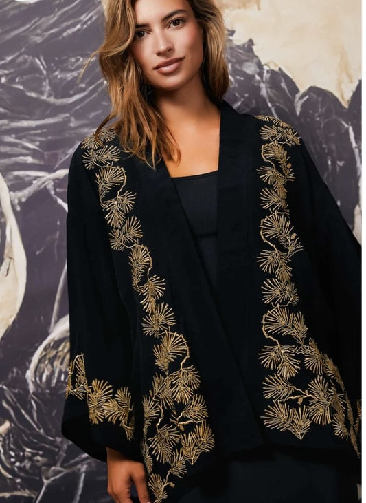 Gold Embroidered Kimono Jacket
