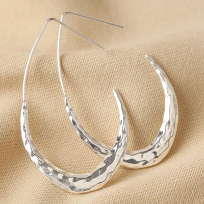 Hammered teardrop hoops