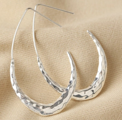 Lisa Angel Hammered Teardrop Hoop Earrings in Silver