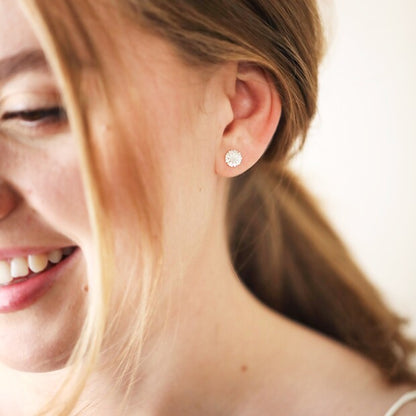 Lisa Angel Sterling Silver Daisy Flower Stud Earrings