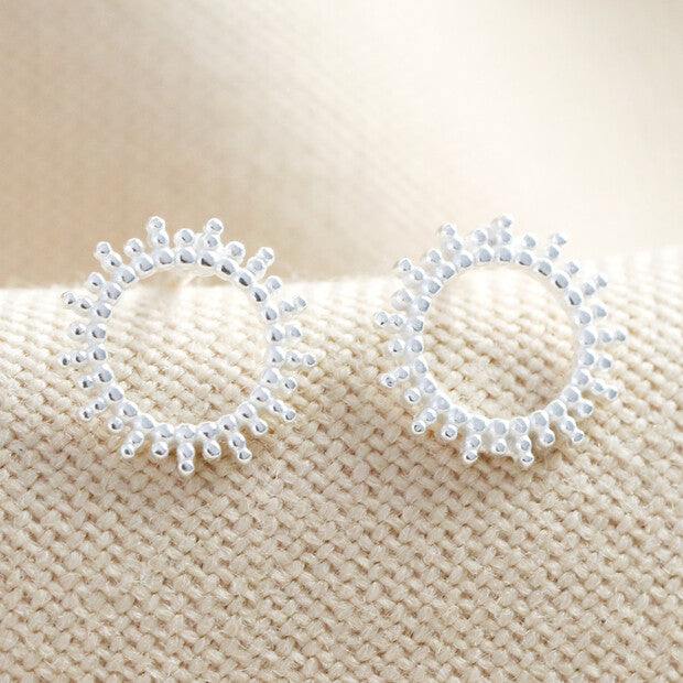 Lisa Angel Sterling Silver Dotted Sun Stud Earrings