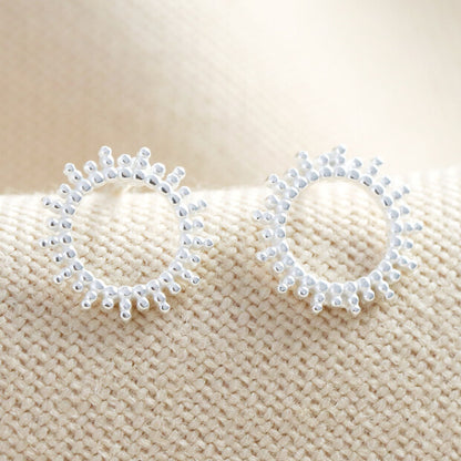 Lisa Angel Sterling Silver Dotted Sun Stud Earrings